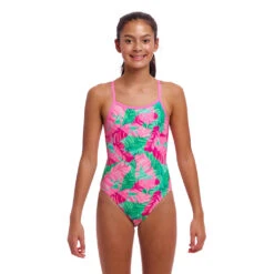 Funkita Tropic Palm Girls Single Strap One Piece - Funkita -Aqua Shop FKS030G TROPIC PALM 01