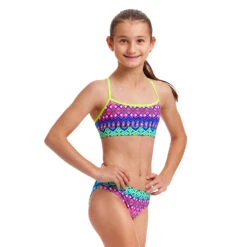 Funkita Kris Kringle Girls Swim Crop Top - Funkita
