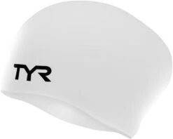TYR White Long Hair Silicone Wrinkle-Free Swim Cap